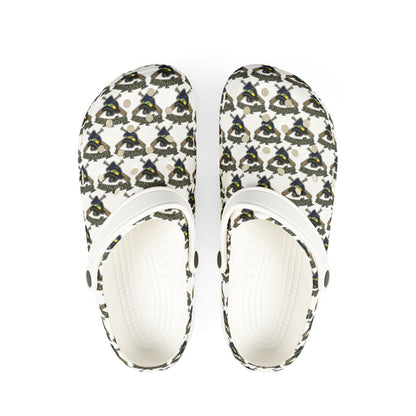 Printed EVA Foam Clogs — Neutral Abstract Pattern Slip-Ons