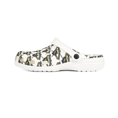 Printed EVA Foam Clogs — Neutral Abstract Pattern Slip-Ons