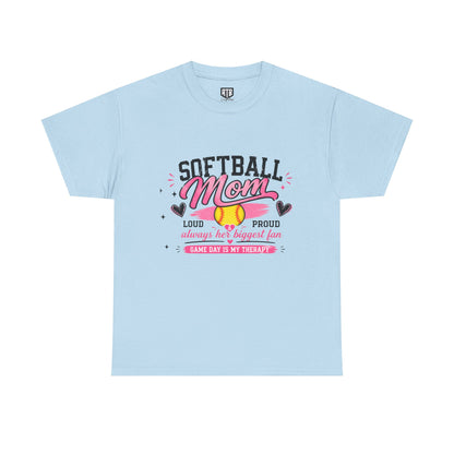 Softball Mom Shirt | Loud &amp; Proud Softball Mom Tee | Game Day Is My Therapy Shirt | Mother’s Day Gift for Sports Mom | Travel Ball Mom T-Shirt