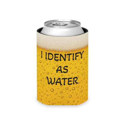 Humorous Can Cooler - I Identify as Water, Funny Drink Sleeve, Party Essentials, Gift for Beer Lovers, Summer BBQ, Funny Beverage Holder