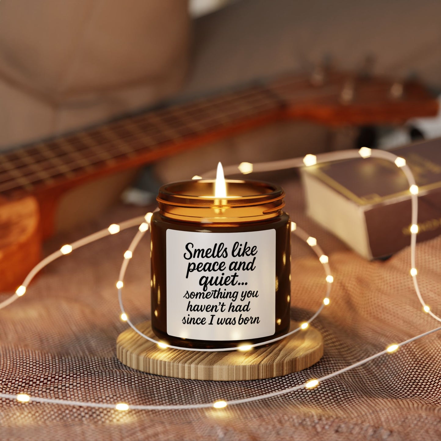 “Smells Like Peace and Quiet” Funny Candle for Moms – Mother’s Day Gift, Mom Birthday Gift, New Mom Gift, Scented Amber Jar Candle