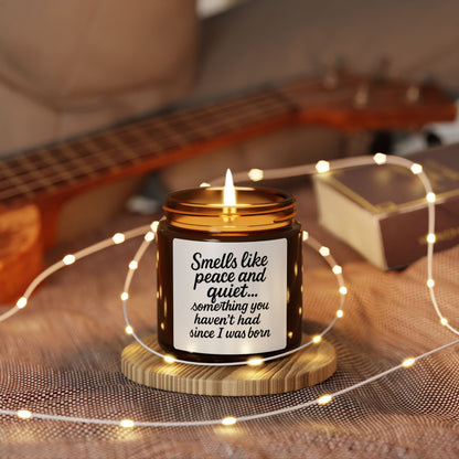 “Smells Like Peace and Quiet” Funny Candle for Moms – Mother’s Day Gift, Mom Birthday Gift, New Mom Gift, Scented Amber Jar Candle