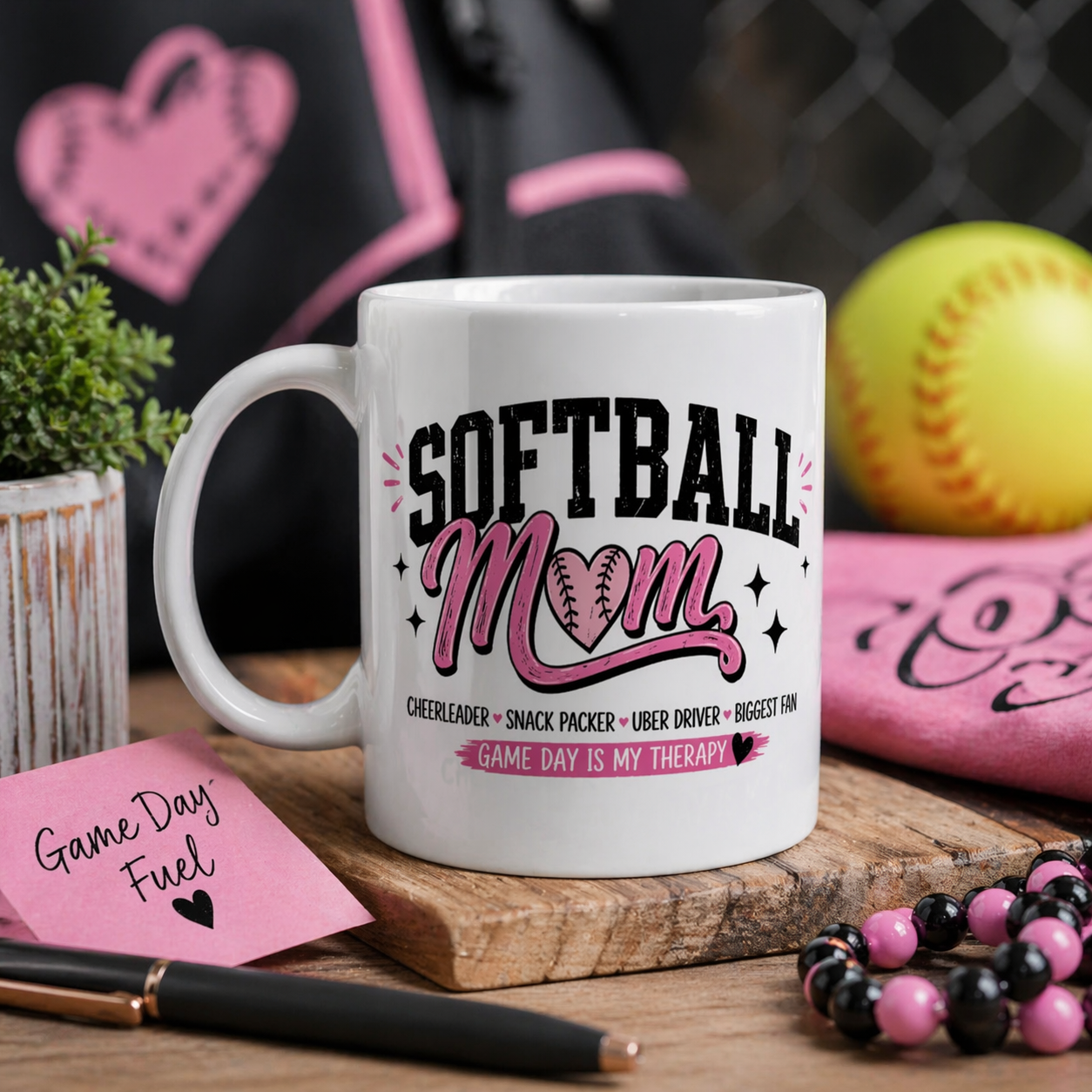 Softball Mom Coffee Mug | Loud &amp; Proud Softball Mom Gift | Game Day Is My Therapy Mug | Sports Mom Gift | Mother’s Day Gift for Softball Mom