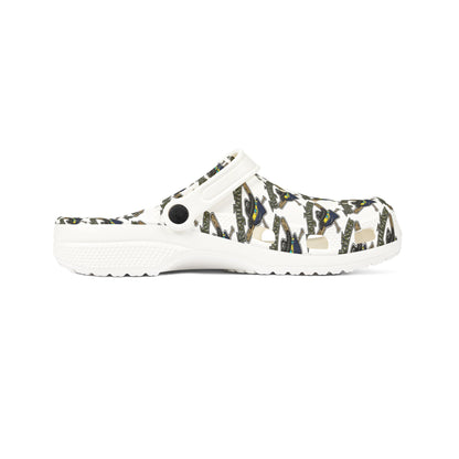 Printed EVA Foam Clogs — Neutral Abstract Pattern Slip-Ons