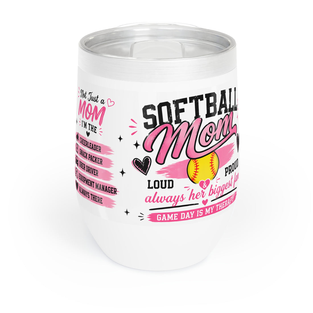 Softball Mom Wine Tumbler | Game Day Is My Therapy | Mother’s Day Gift for Softball Mom | Travel Ball Mom Gift | Sports Mom Stainless Tumbler
