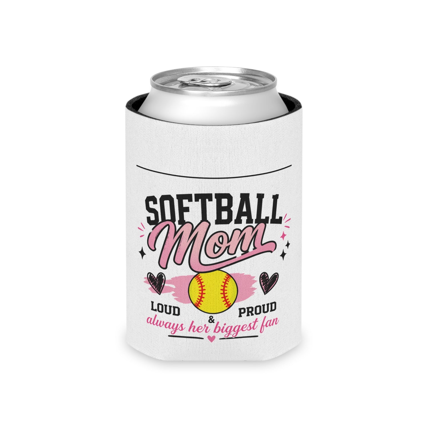 Softball Mom Can Cooler | Loud &amp; Proud Softball Mom Koozie | Game Day Drink Sleeve | Mother’s Day Gift for Sports Mom | Travel Ball Mom Gift