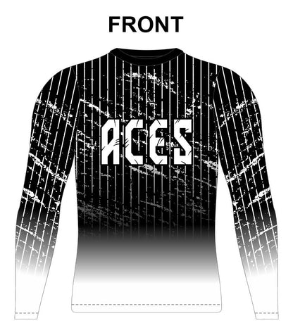 Camiseta de manga larga con degradado en blanco y negro