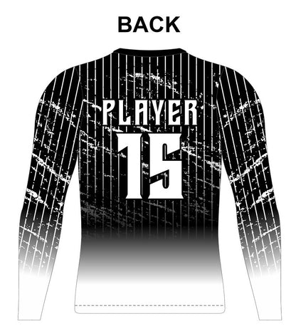 Camiseta de manga larga con degradado en blanco y negro